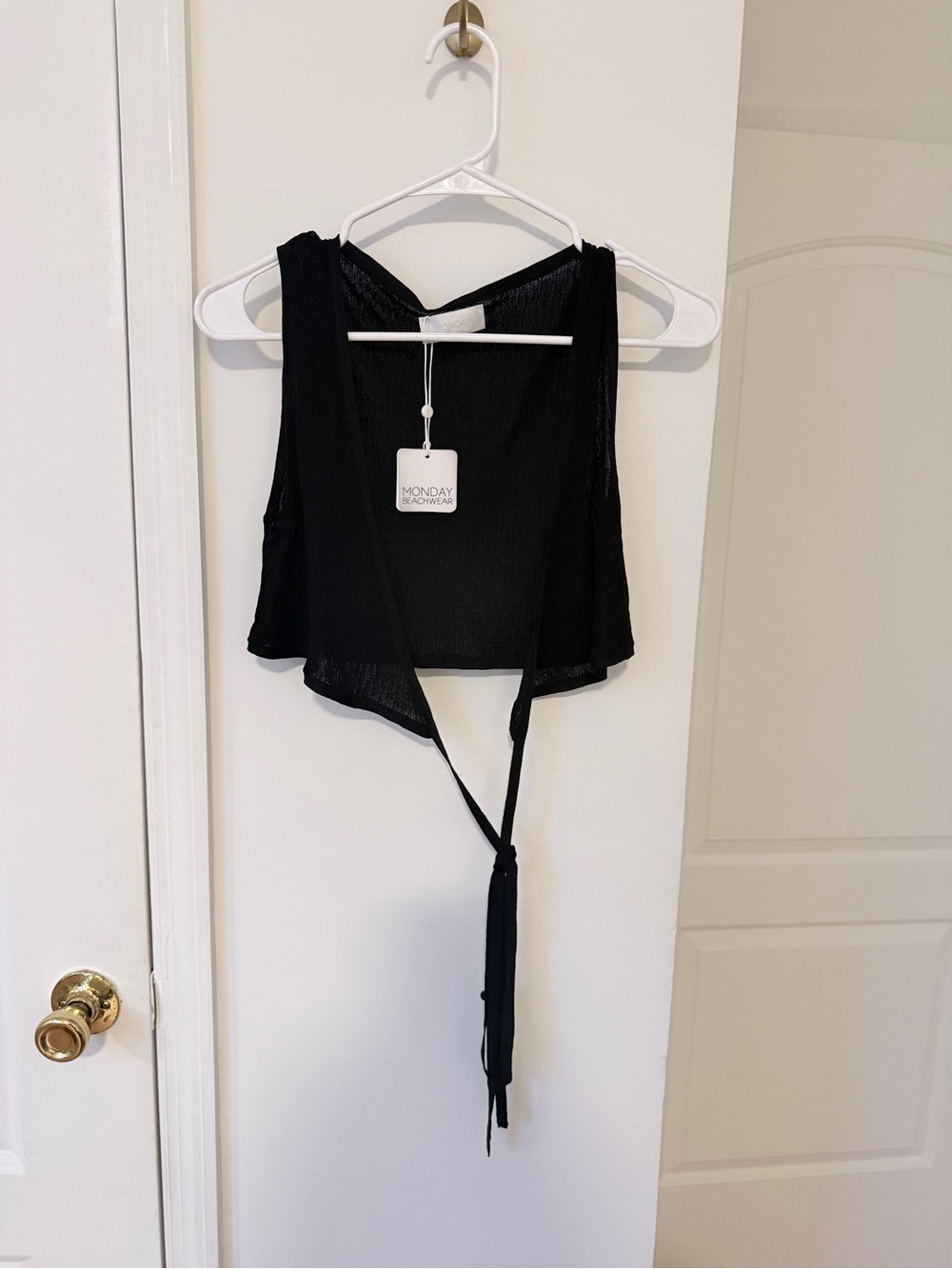 Monday Swimwear Black Cropped Tie-Back Tank